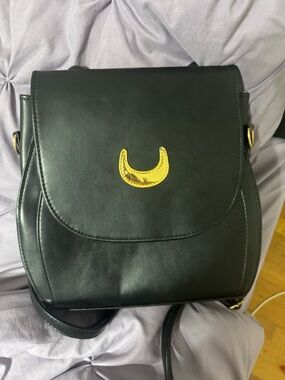 Black Faux leather sailor moon backpack